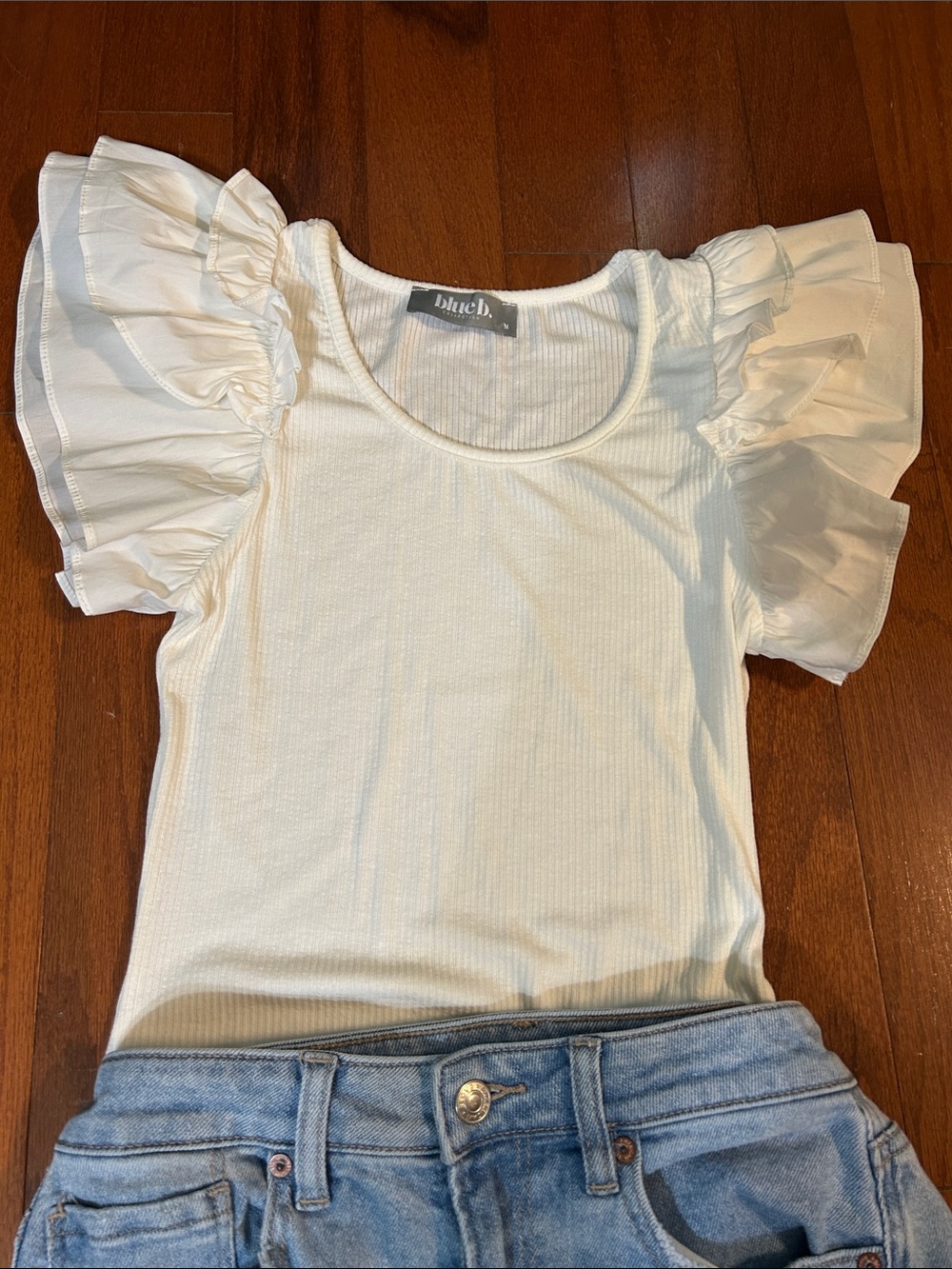 blue b. Ruffle Sleeve Bodysuit